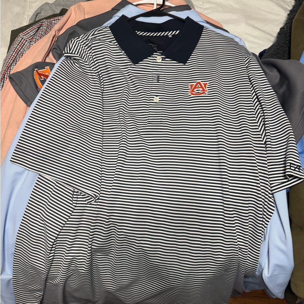 Cutter and Buck Auburn Navy and White Polo Shirt
